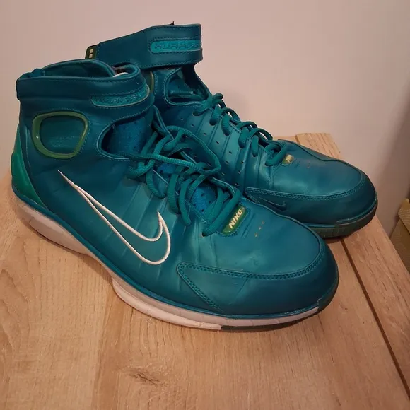Nike Air Zoom Huarache 2K4 Mens Size 13 Green Teal High Top Basketball Shoes