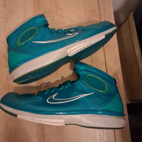 Nike Air Zoom Huarache 2K4 Mens Size 13 Green Teal High Top Basketball Shoes