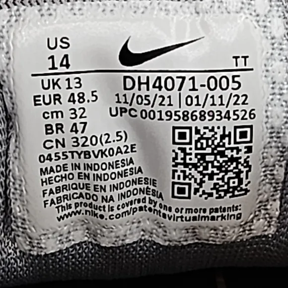 Nike Air Zoom Pegasus 39 phantom gray/black shoes size 14