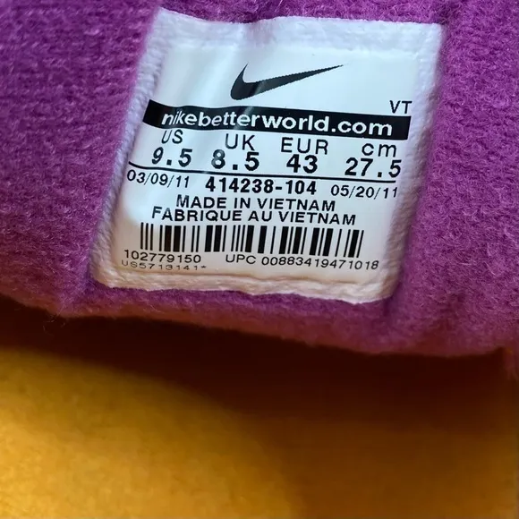 NIKE Air‎ Zoom Pegasus ‘92 White Purple Vintage style Shoes 414238-104 Mens 9.5