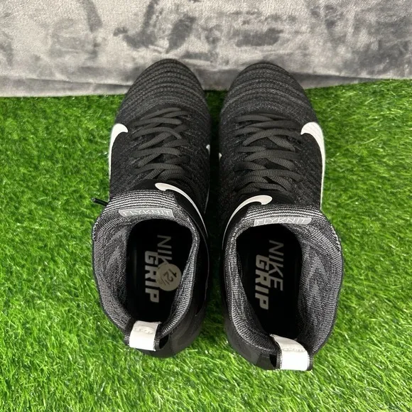 Nike Alpha Menace Elite 2 Mens 12.5‎ W Black White Football Cleats High Top NEW