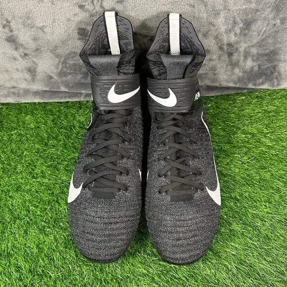 Nike Alpha Menace Elite 2 Mens 12.5‎ W Black White Football Cleats High Top NEW