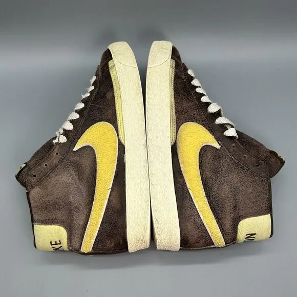 Nike Blazer High Top Supreme Sneaker Shoes Fuzzy Yellow Brown Zest Sail Mens 9