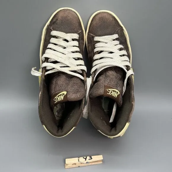 Nike Blazer High Top Supreme Sneaker Shoes Fuzzy Yellow Brown Zest Sail Mens 9