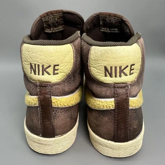 Nike Blazer High Top Supreme Sneaker Shoes Fuzzy Yellow Brown Zest Sail Mens 9
