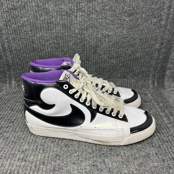 Nike Blazer High Wingtip Shoes Black White Purple 2009 Men’s 10.5 315877-100