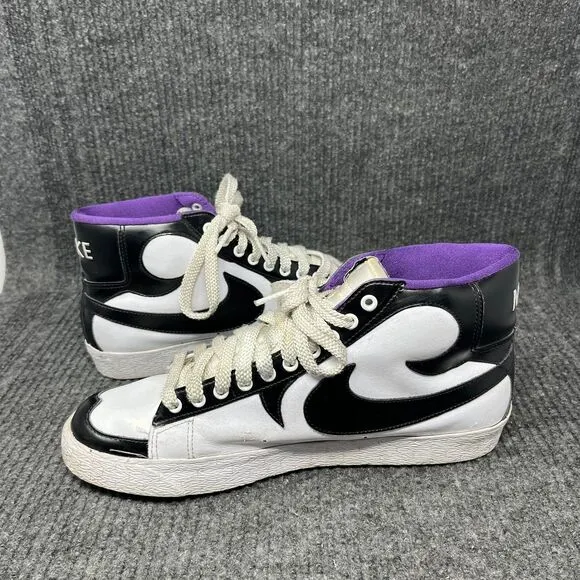 Nike Blazer High Wingtip Shoes Black White Purple 2009 Men’s 10.5 315877-100
