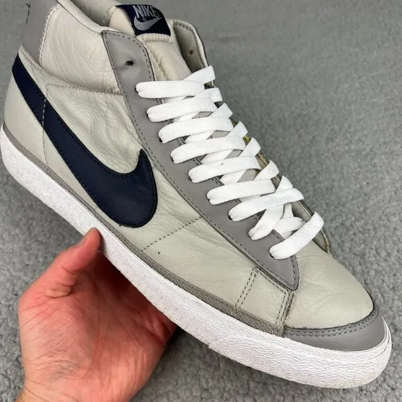 Nike Blazer Mid Mens 14 Shoes Grey Navy Blue White Vintage 2003 Y2K Sneakers 1