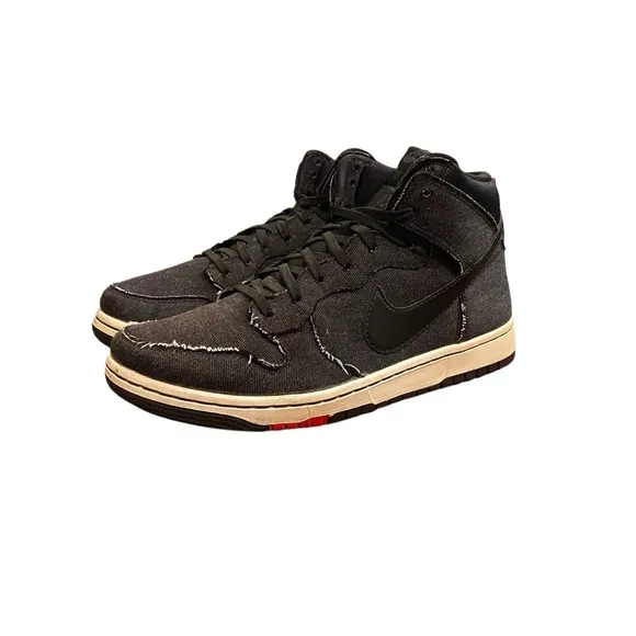 NIKE Dunk CMFT High Black Denim Basketball Athletic Shoes Size 9