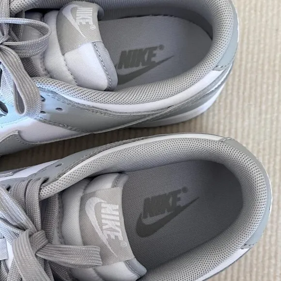 Nike dunk low grey and white women's sports shoes