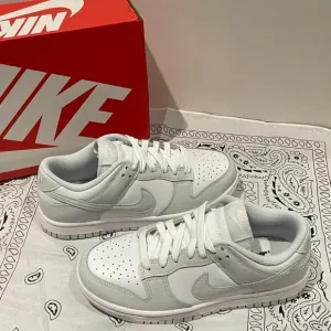 Nike dunk low grey and white women's sports shoes