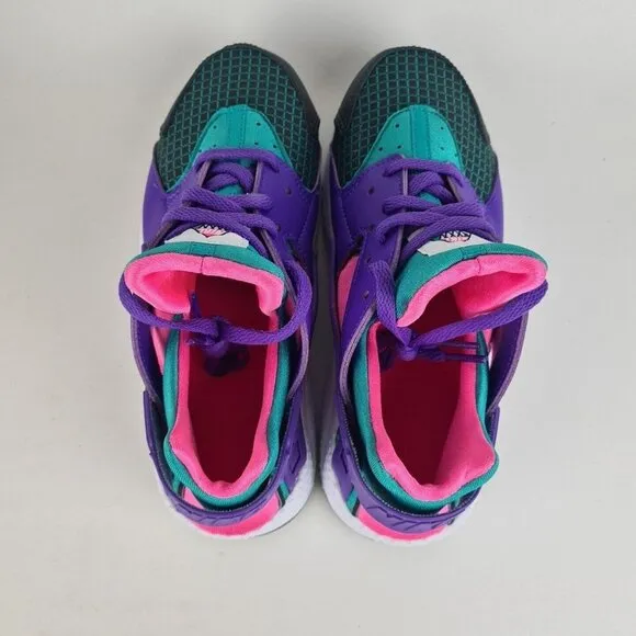 Nike Huarache Run Now Green Purple Sneaker KIDS Shoe SZ 5Y=6.5 Womens