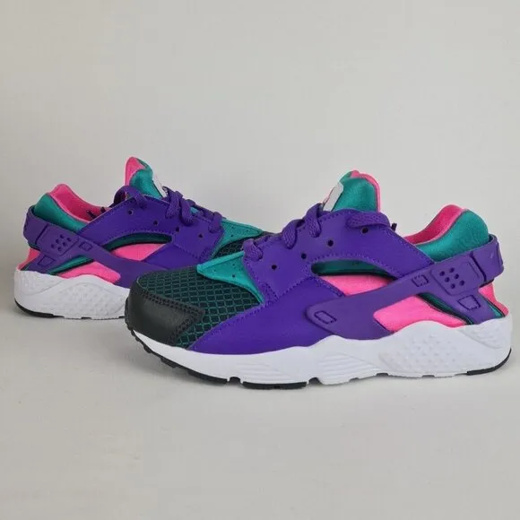 Nike Huarache Run Now Green Purple Sneaker KIDS Shoe SZ 5Y=6.5 Womens
