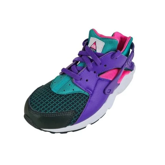 Nike Huarache Run Now Green Purple Sneaker KIDS Shoe SZ 5Y=6.5 Womens