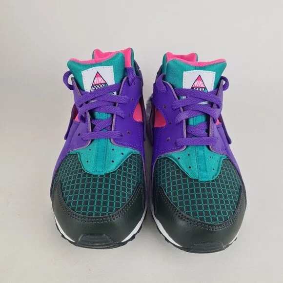 Nike Huarache Run Now Green Purple Sneaker KIDS Shoe SZ 5Y=6.5 Womens