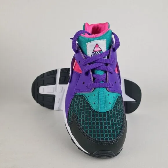Nike Huarache Run Now Green Purple Sneaker KIDS Shoe SZ 5Y=6.5 Womens