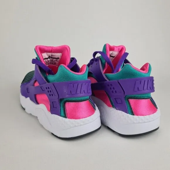 Nike Huarache Run Now Green Purple Sneaker KIDS Shoe SZ 5Y=6.5 Womens