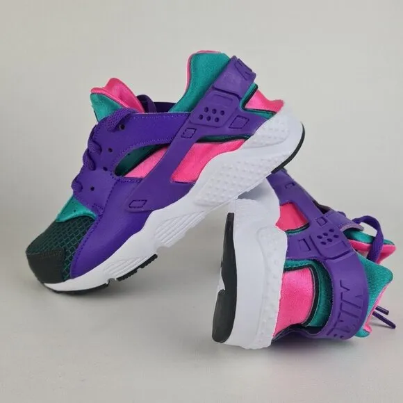 Nike Huarache Run Now Green Purple Sneaker KIDS Shoe SZ 5Y=6.5 Womens