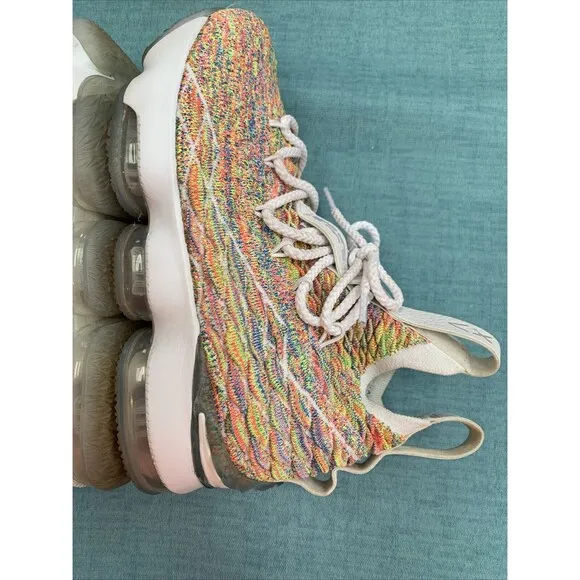Nike Lebron 15 Rare Fruity Pebbles Youth Size 4.5 Y Rainbow White 922811-900