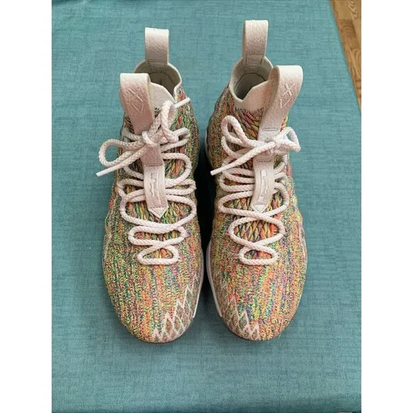 Nike Lebron 15 Rare Fruity Pebbles Youth Size 4.5 Y Rainbow White 922811-900