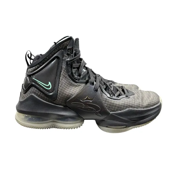 Nike LeBron 19 Black Aqua Sneakers Size 7 Youth Size 7.5‎ Mens
