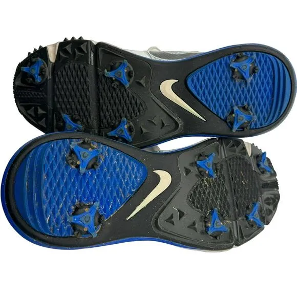 Nike Lunar Command Flywire Men 8.5 Golf Shoes Cleats Soft Spike White Blue Laces