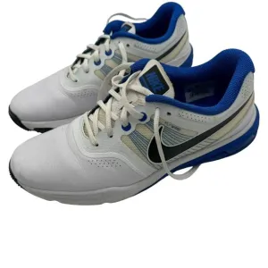 Nike Lunar Command Flywire Men 8.5 Golf Shoes Cleats Soft Spike White Blue Laces