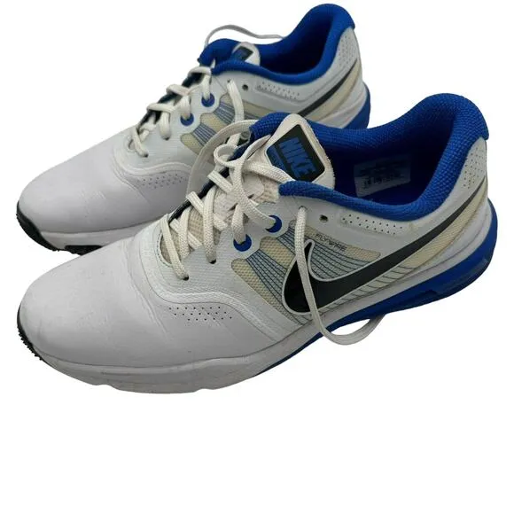 Nike Lunar Command Flywire Men 8.5 Golf Shoes Cleats Soft Spike White Blue Laces