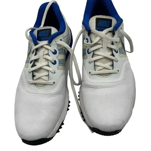 Nike Lunar Command Flywire Men 8.5 Golf Shoes Cleats Soft Spike White Blue Laces