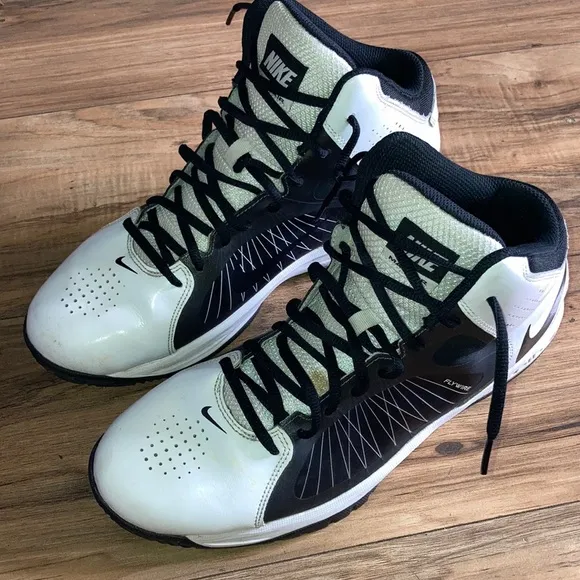 Nike Max Air Flywire basketball Sneakers men’s sports shoes Black n White sz 11