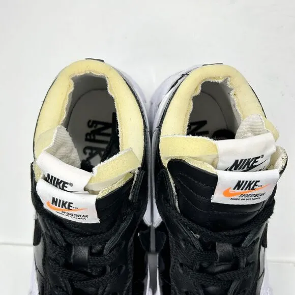 Nike Sacai X Blazer Low 'Black Patent’ Size 6.5 Authentic 100%