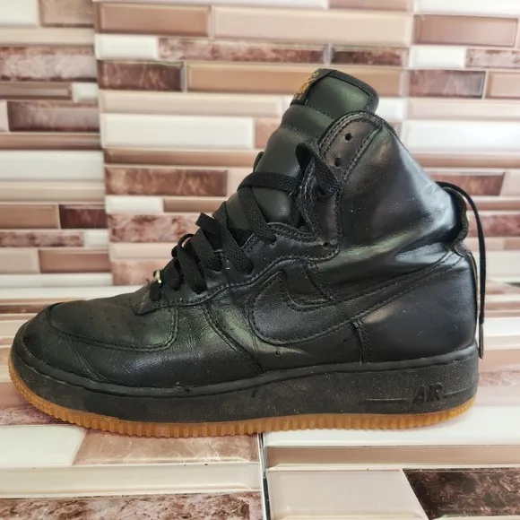 Nike Shoes Air Force 1 Youth 7 Mens7 High Top Black Leather Vintage 2000