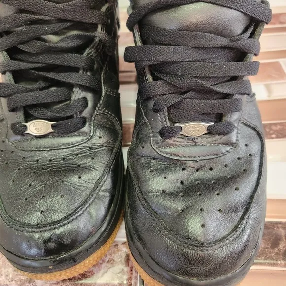 Nike Shoes Air Force 1 Youth 7 Mens7 High Top Black Leather Vintage 2000