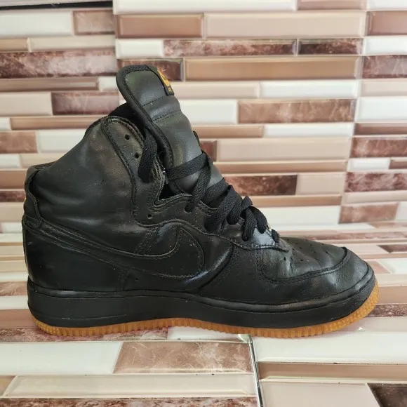 Nike Shoes Air Force 1 Youth 7 Mens7 High Top Black Leather Vintage 2000