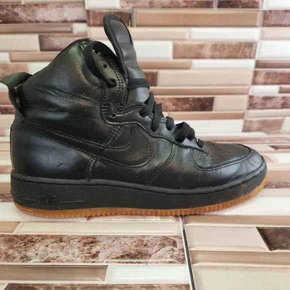 Nike Shoes Air Force 1 Youth 7 Mens7 High Top Black Leather Vintage 2000