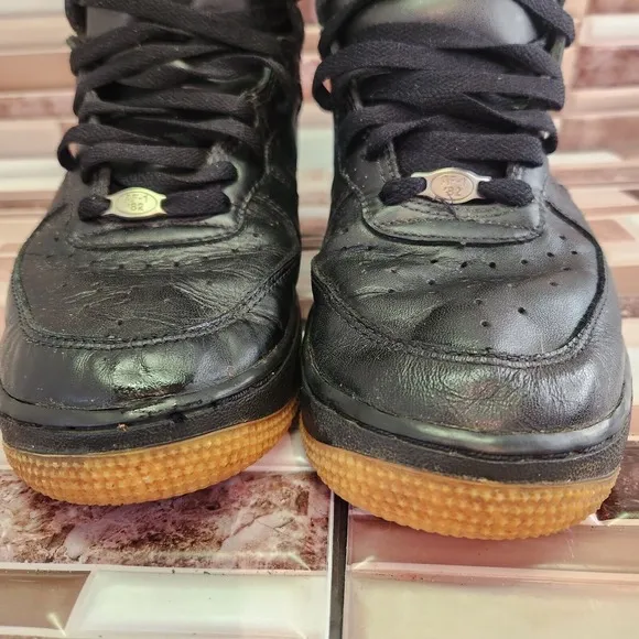 Nike Shoes Air Force 1 Youth 7 Mens7 High Top Black Leather Vintage 2000