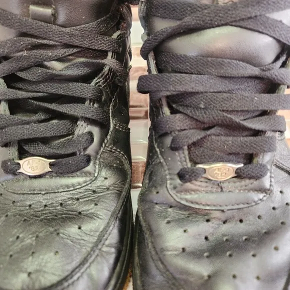 Nike Shoes Air Force 1 Youth 7 Mens7 High Top Black Leather Vintage 2000