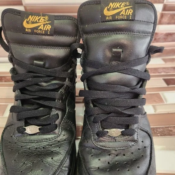 Nike Shoes Air Force 1 Youth 7 Mens7 High Top Black Leather Vintage 2000