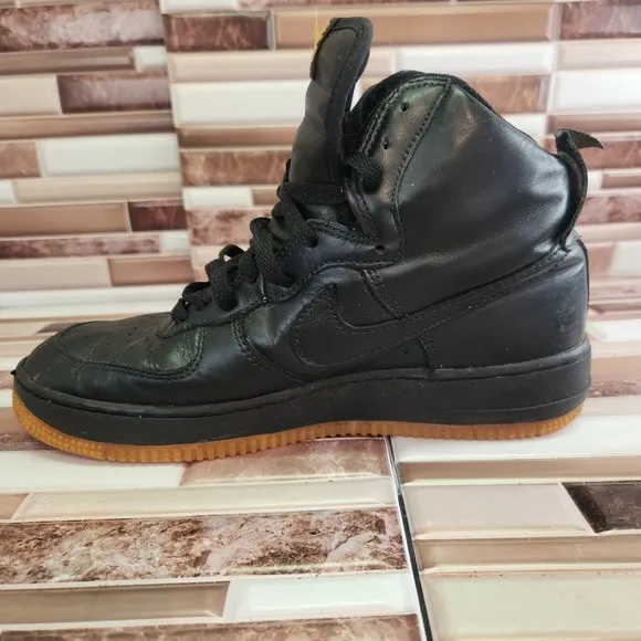 Nike Shoes Air Force 1 Youth 7 Mens7 High Top Black Leather Vintage 2000