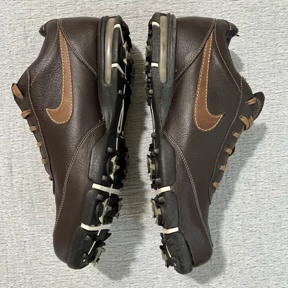 Nike Shoes Mens 10.5 Sport Performance Golf Cleats Brown Leather Lace Up Spikes
