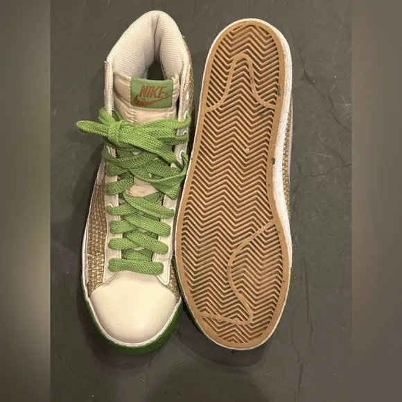 Nike Tan/Green j crew Blazer Bamboo Weave High Top Shoes, unisex Size 11.5