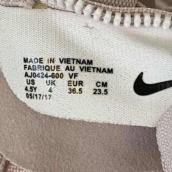 Nike Air Force AF1 pale pink hightop military sneaker shoes size 4.5Y