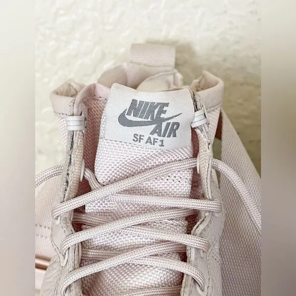 Nike Air Force AF1 pale pink hightop military sneaker shoes size 4.5Y