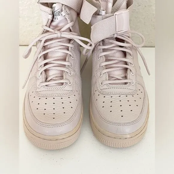 Nike Air Force AF1 pale pink hightop military sneaker shoes size 4.5Y
