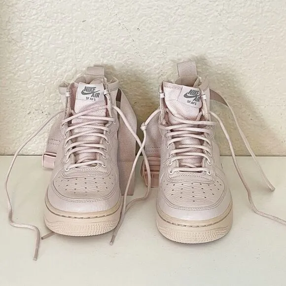 Nike Air Force AF1 pale pink hightop military sneaker shoes size 4.5Y