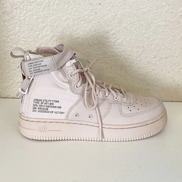 Nike Air Force AF1 pale pink hightop military sneaker shoes size 4.5Y