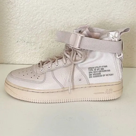 Nike Air Force AF1 pale pink hightop military sneaker shoes size 4.5Y