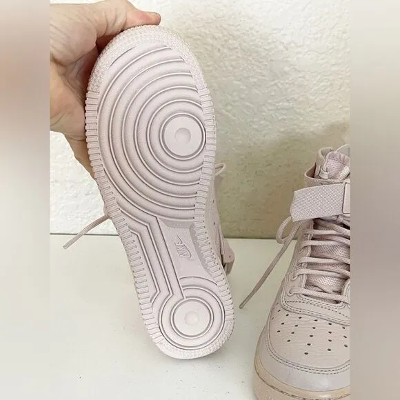 Nike Air Force AF1 pale pink hightop military sneaker shoes size 4.5Y