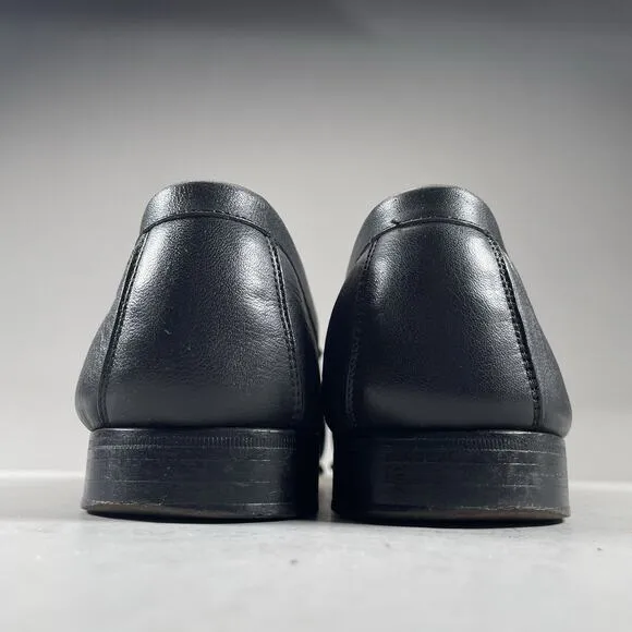 Nordstrom Mens 10.5 M Black Leather Handcrafted Slip On Tassel Loafer Dress Shoe