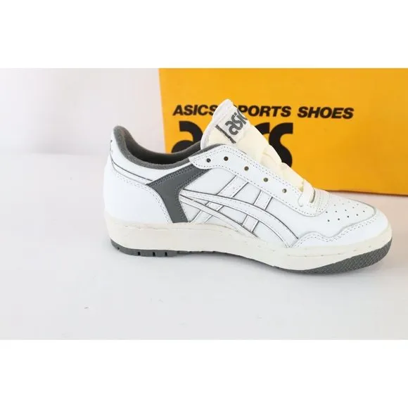 NOS Vintage 90s Asics Boys 5 Spell Out Outrage Sneakers Shoes White Charcoal